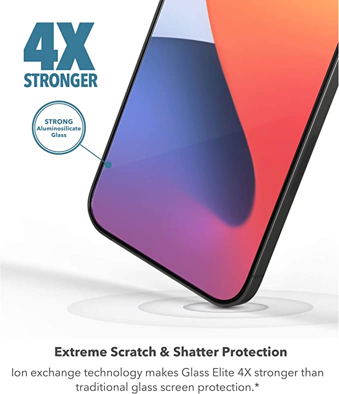 ZAGG InvisibleShield Glass Elite VisionGuard+ Screen Protector - for iPhone 12 Pro Max - Impact Protection, Scratch Resistant, Fingerprint Resistant, Smudge Resistant, Oil Resistant, clear