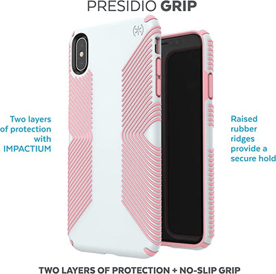 Speck Presidio Grip iPhone Xs Max Case, Dove Grey/Tart Pink