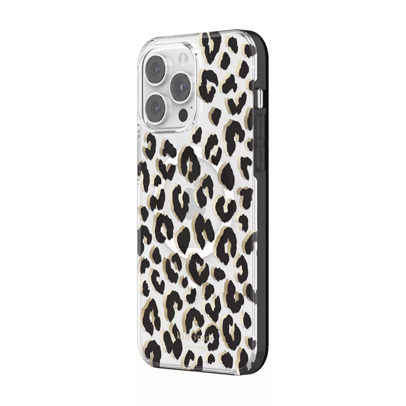 Kate Spade New York Protective Hardshell Case Compatible with MagSafe for Apple iPhone 14 Pro Max - City Leopard Black